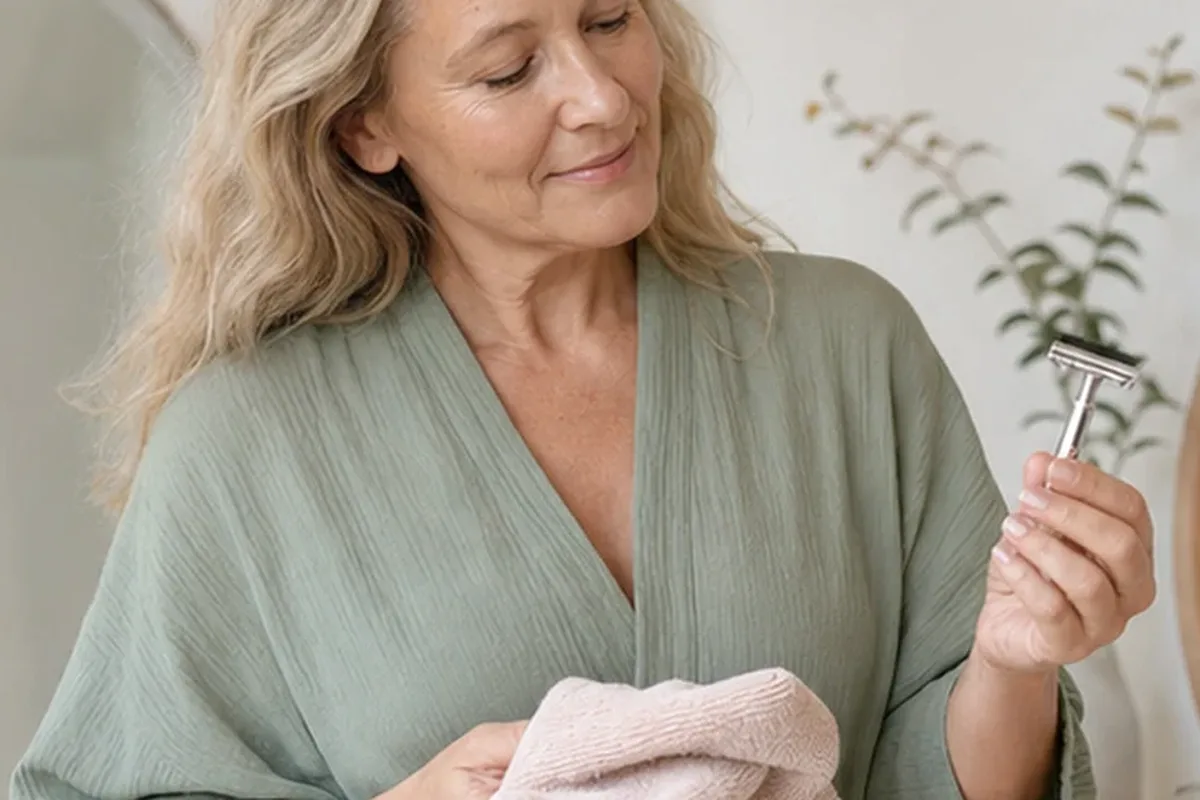 Authentischer Wohlfühlmoment passend zum Beauty-Thema Rasieröl für eine schnelle Anwendung