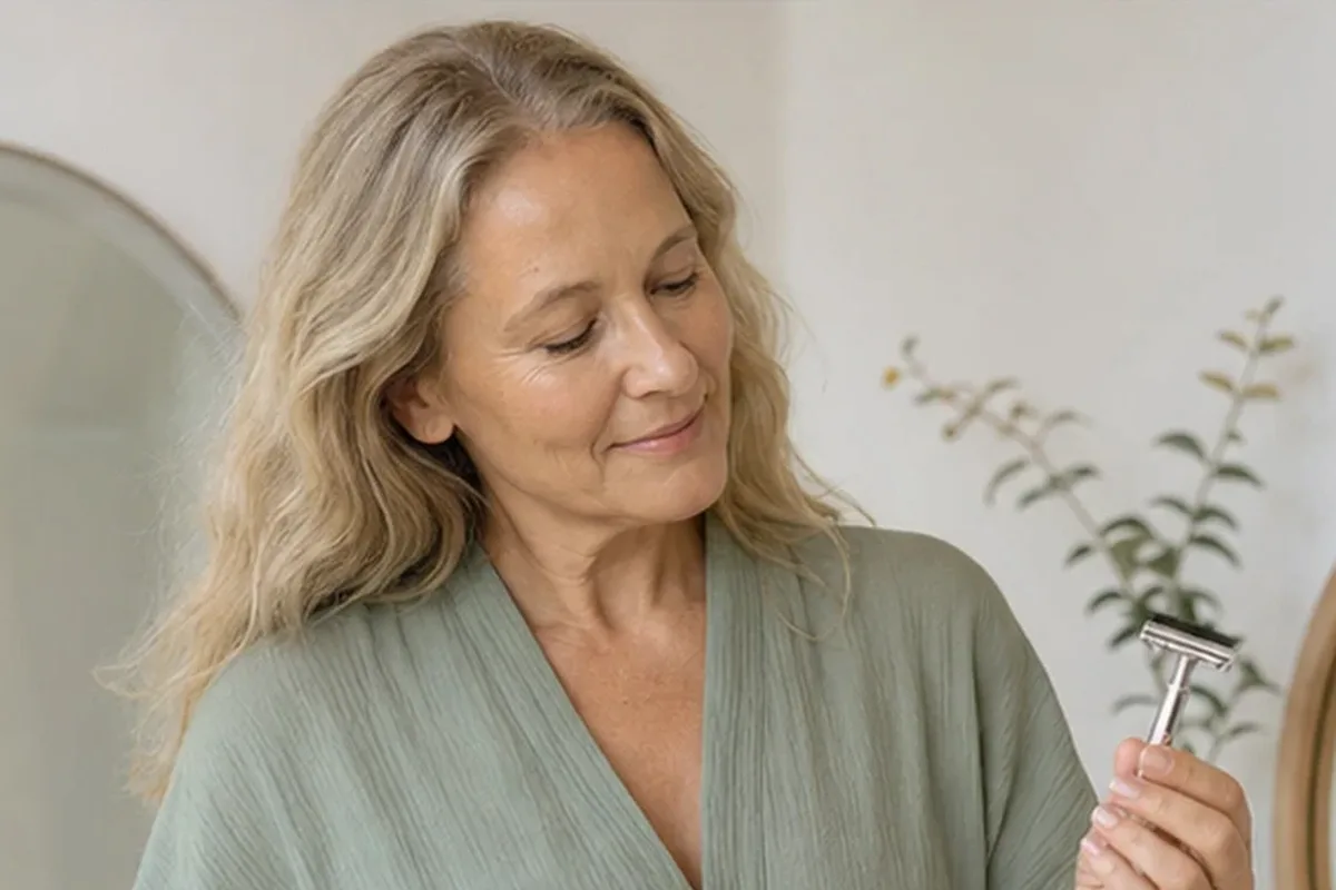 Authentischer Wohlfühlmoment passend zum Beauty-Thema Enthaarungscreme für langanhaltende Glätte