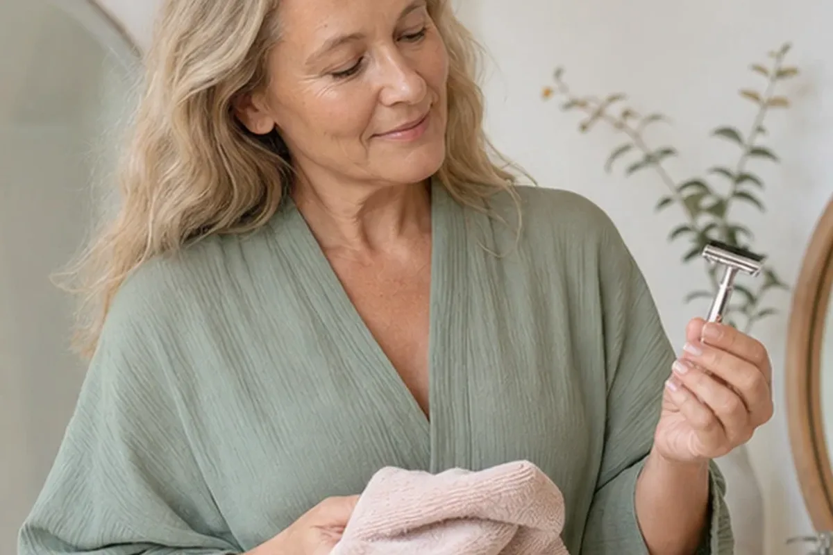 Authentischer Wohlfühlmoment passend zum Beauty-Thema After-Shave-Pflege für empfindliche Haut