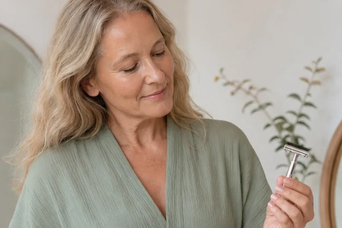 Redaktioneller Beauty-Moment zur Ausgangslage bei Peeling vor der Rasur bei eingewachsenen Haaren