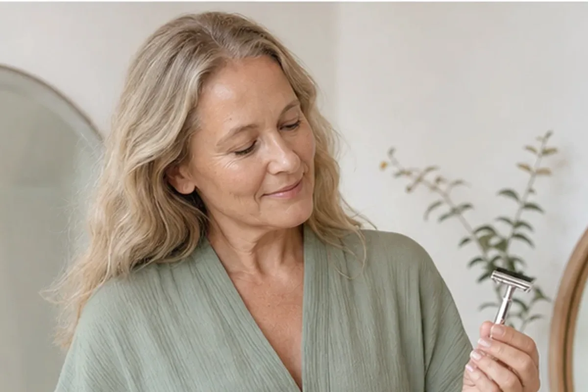 Authentischer Wohlfühlmoment passend zum Beauty-Thema Rasieröl für feine Haare