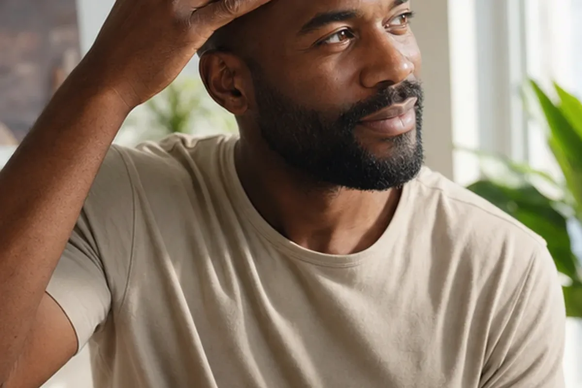 Authentischer Wohlfühlmoment passend zum Beauty-Thema Männer-Shampoo für trockene Haut