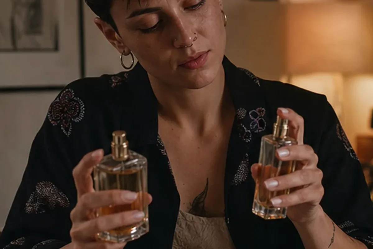 Emotionaler und authentischer Anwendungsmoment rund um Sommerparfum für einen eleganten Stil