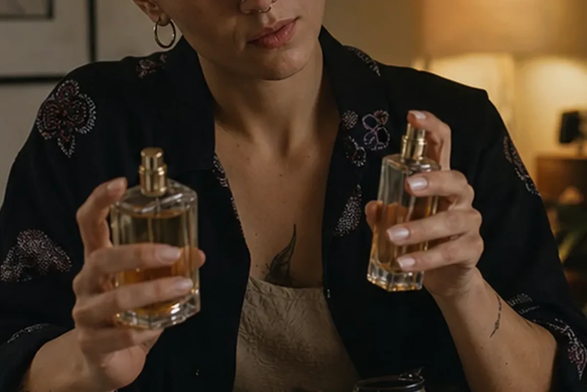 Authentischer Wohlfühlmoment passend zum Beauty-Thema Unisex-Parfum bei kleinem Budget