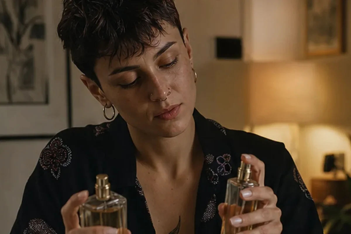 Redaktioneller Beauty-Moment zur Ausgangslage bei Winterparfum bei kaltem Wetter