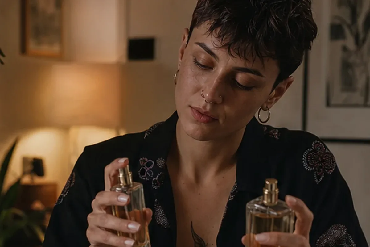 Redaktionelle Detailaufnahme zur Orientierung bei Unisex-Parfum bei kaltem Wetter