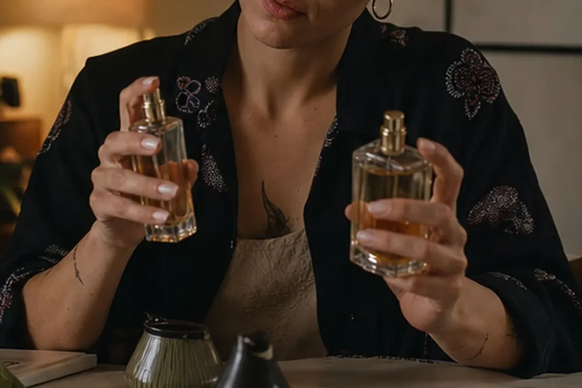 Authentischer Wohlfühlmoment passend zum Beauty-Thema Sommerparfum bei kaltem Wetter