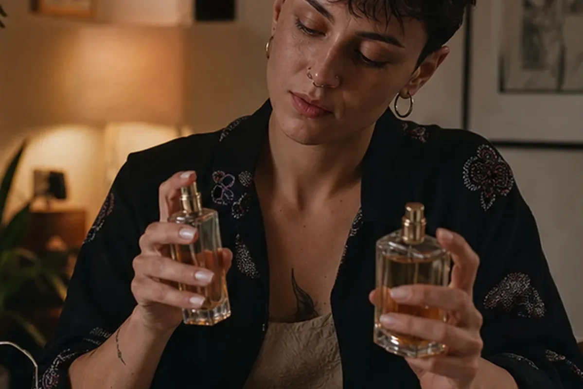 Emotionaler und authentischer Anwendungsmoment rund um Eau de Toilette für einen eleganten Stil