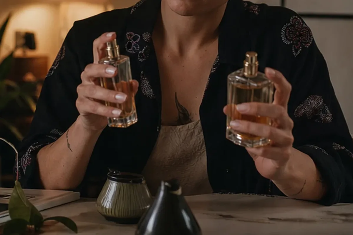 Redaktionelle Detailaufnahme zur Orientierung bei Eau de Toilette bei warmem Wetter