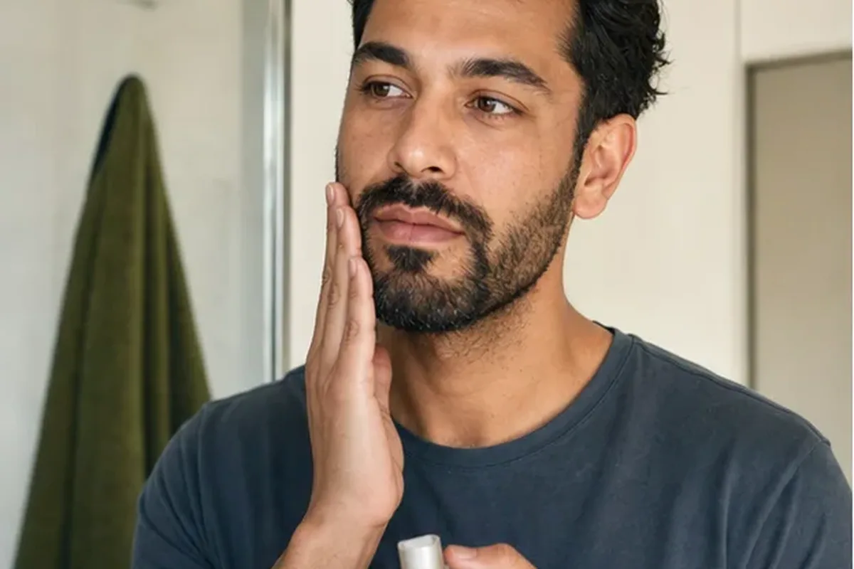 Authentischer Wohlfühlmoment passend zum Beauty-Thema Bartöl für einen lückenhaften Bart