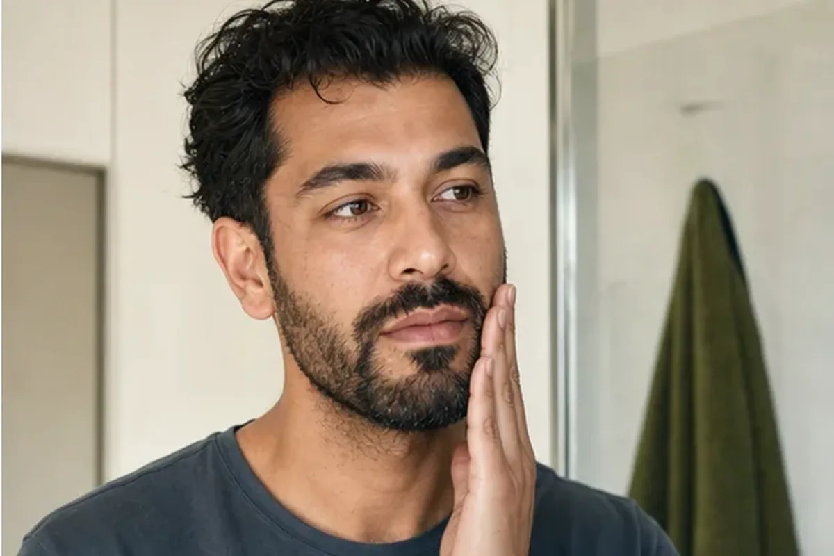 Hochwertige Beauty-Inszenierung zu Auswahlkriterien für Barttrimmer für fettige Haut