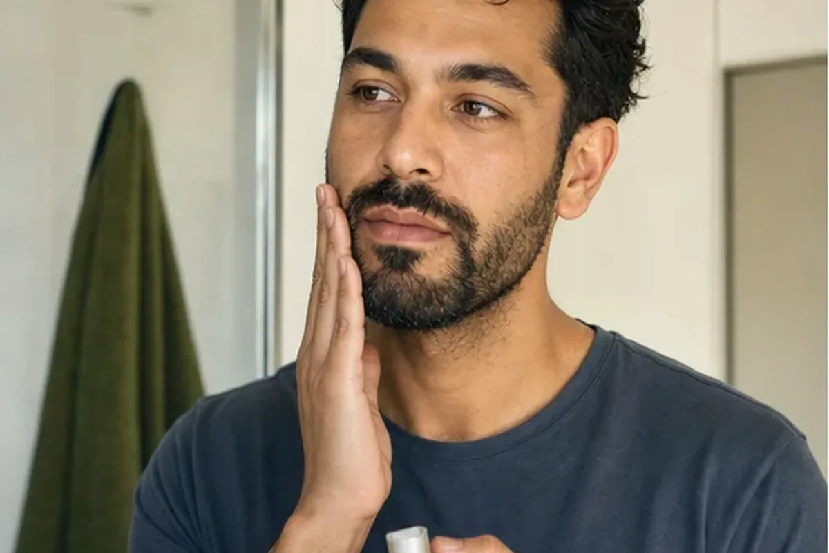 Emotionaler und authentischer Anwendungsmoment rund um After Shave für einen lückenhaften Bart