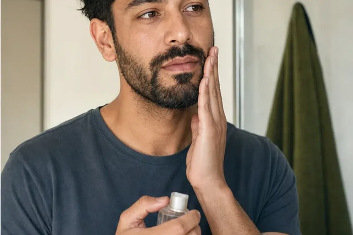 Authentischer Wohlfühlmoment passend zum Beauty-Thema Bartöl für empfindliche Haut