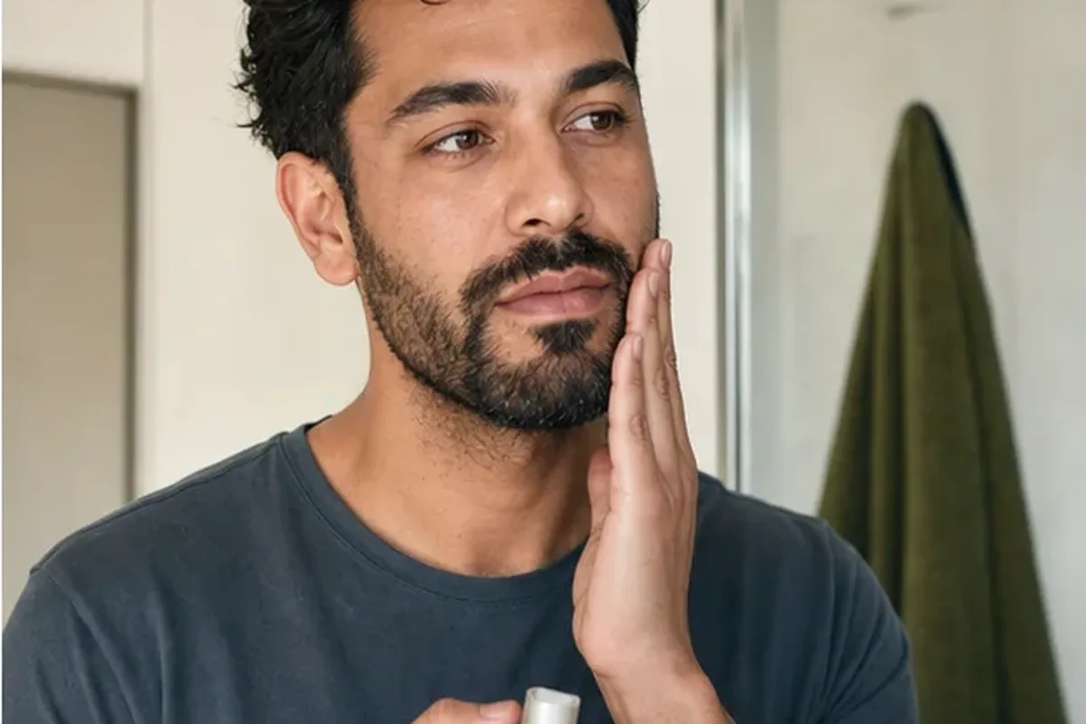 Redaktioneller Beauty-Moment zur Ausgangslage bei Bartshampoo für einen lückenhaften Bart