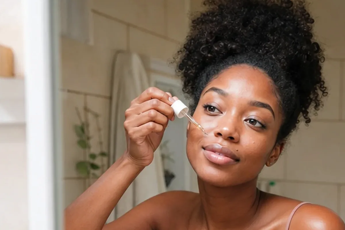 Authentischer Wohlfühlmoment passend zum Beauty-Thema Niacinamid-Serum bei Rötungen