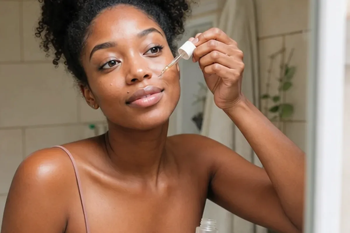 Authentischer Wohlfühlmoment passend zum Beauty-Thema Reinigungsöl für empfindliche Haut