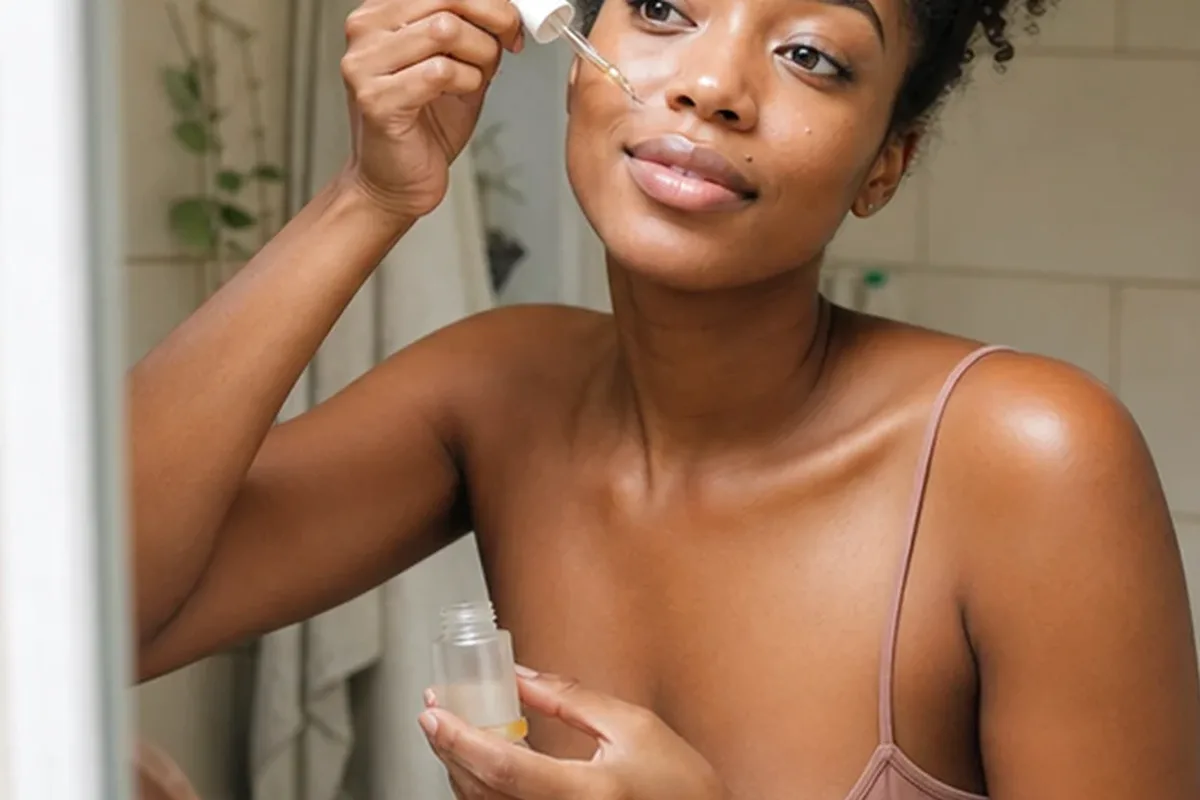 Redaktionelle Detailaufnahme zur Orientierung bei Niacinamid-Serum für fettige Haut