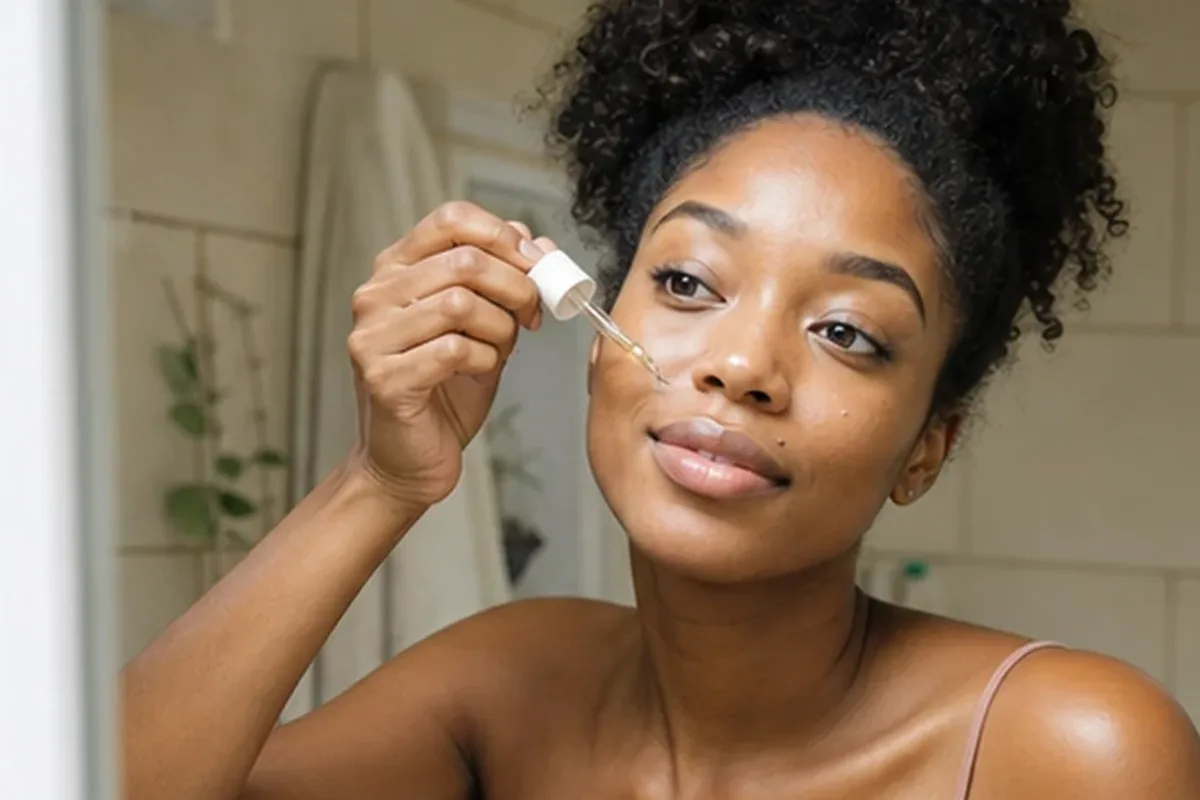 Authentischer Wohlfühlmoment passend zum Beauty-Thema Reinigungsöl für fettige Haut