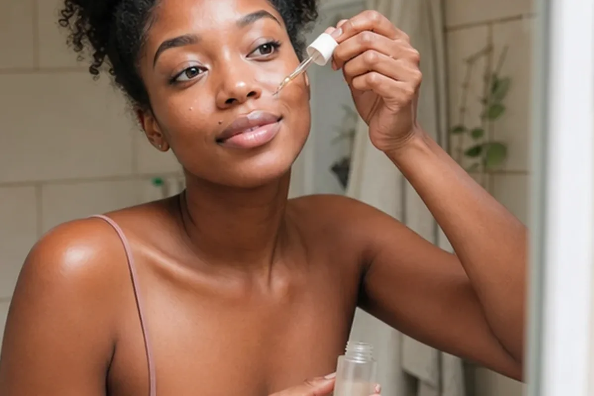 Authentischer Wohlfühlmoment passend zum Beauty-Thema Gesichtsmaske bei Pigmentflecken