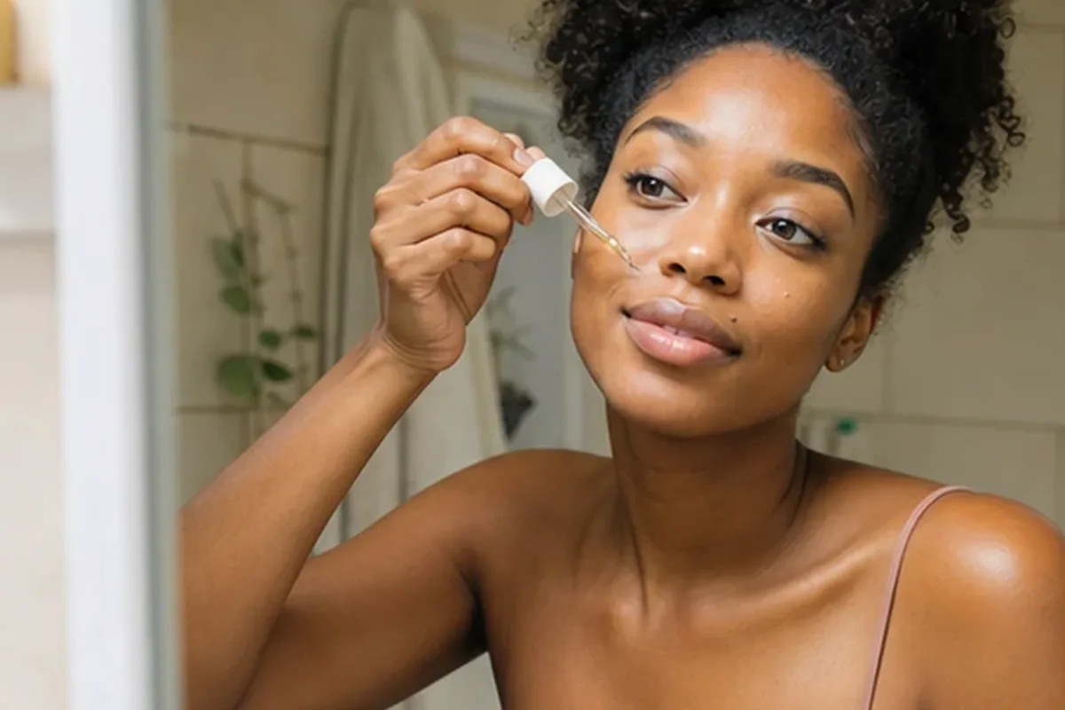 Authentischer Wohlfühlmoment passend zum Beauty-Thema Gesichtscreme für empfindliche Haut