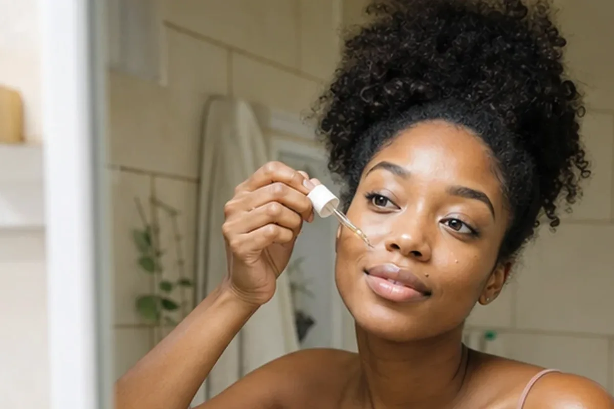 Authentischer Wohlfühlmoment passend zum Beauty-Thema Augenpflege für empfindliche Haut