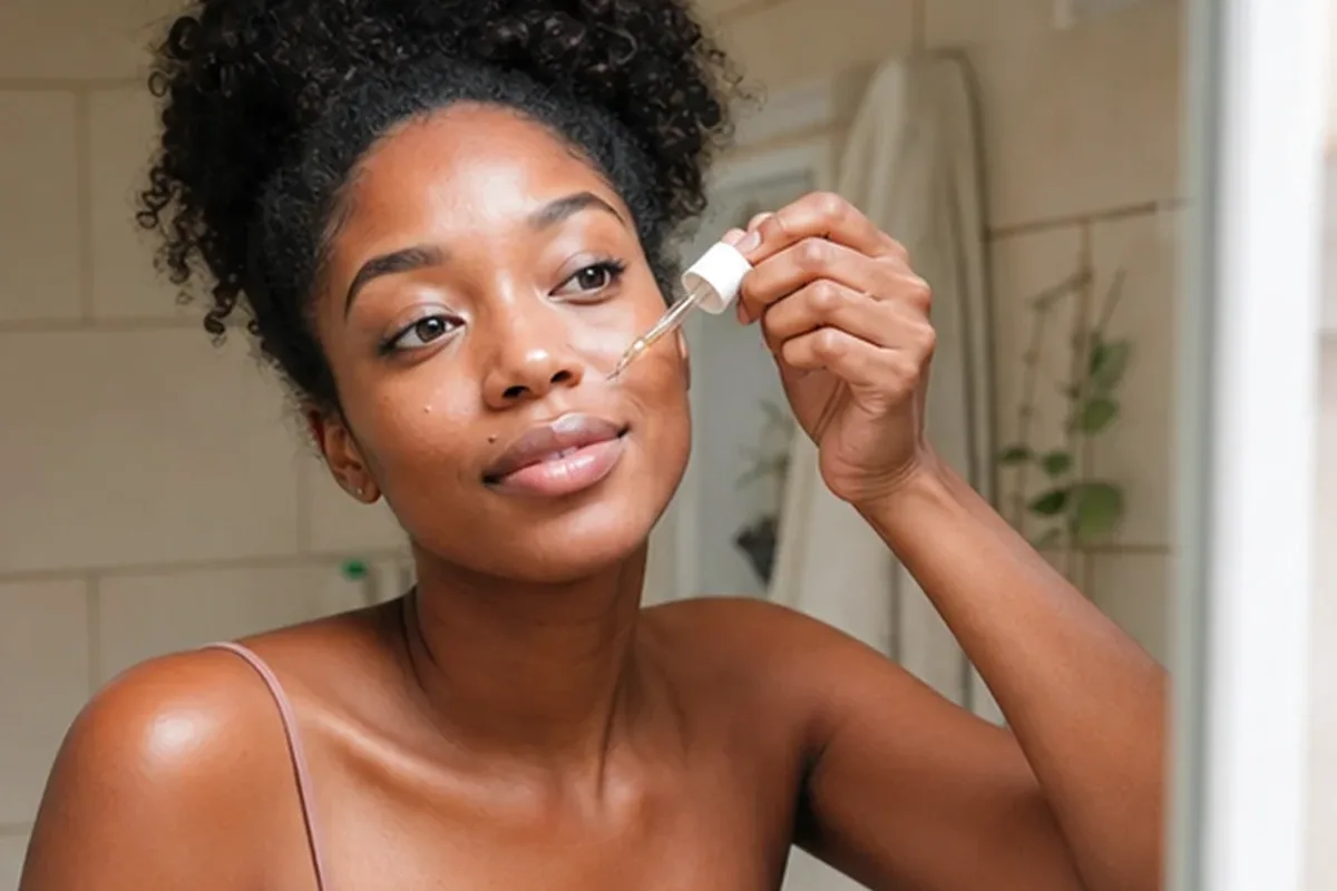 Authentischer Wohlfühlmoment passend zum Beauty-Thema Gesichtscreme für fettige Haut