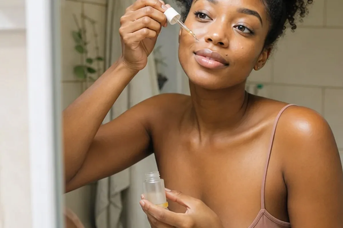Emotionaler und authentischer Anwendungsmoment rund um Retinol-Serum bei ersten Fältchen