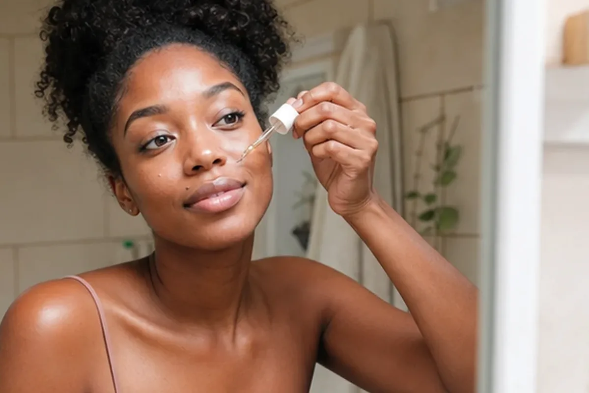 Redaktionelle Detailaufnahme zur Orientierung bei Vitamin-C-Serum bei Pigmentflecken