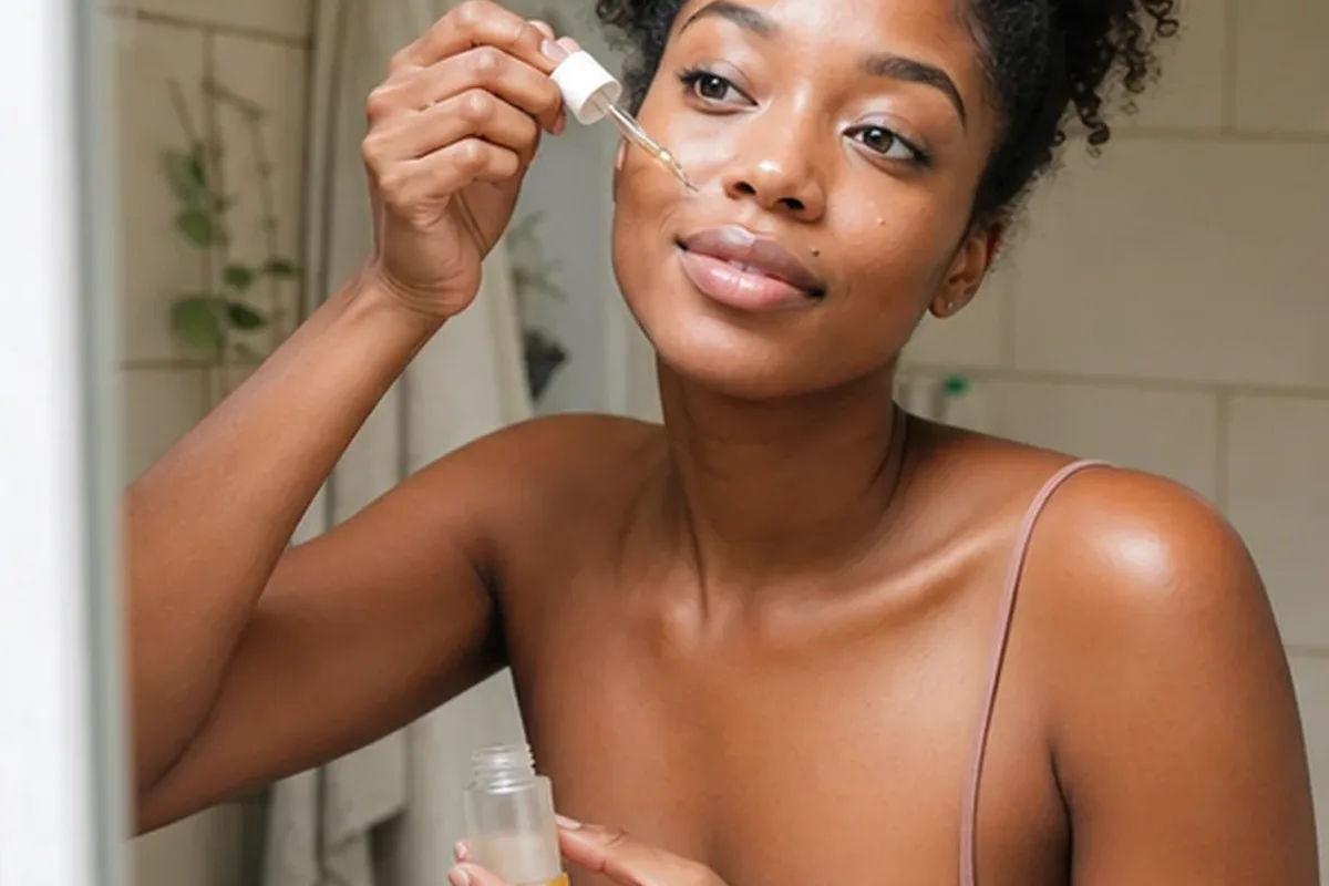 Authentischer Wohlfühlmoment passend zum Beauty-Thema Feuchtigkeitsserum für unreine Haut