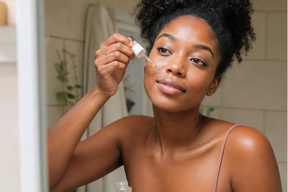 Emotionaler und authentischer Anwendungsmoment rund um Niacinamid-Serum für empfindliche Haut