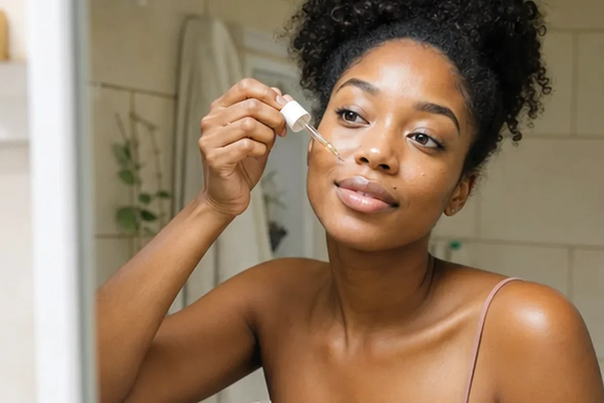 Authentischer Wohlfühlmoment passend zum Beauty-Thema Feuchtigkeitsserum bei ersten Fältchen