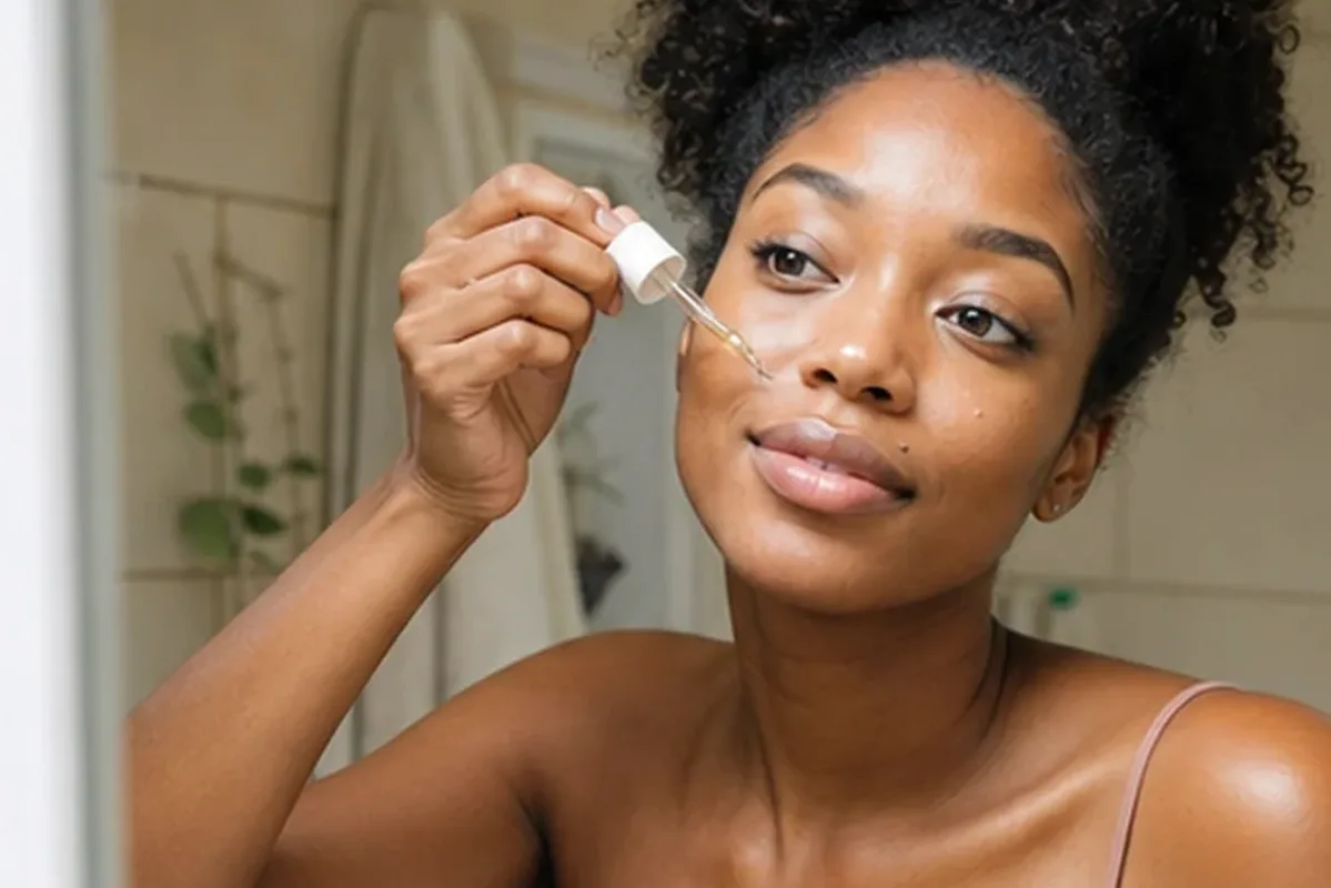 Authentischer Wohlfühlmoment passend zum Beauty-Thema Gesichtsmaske für trockene Haut
