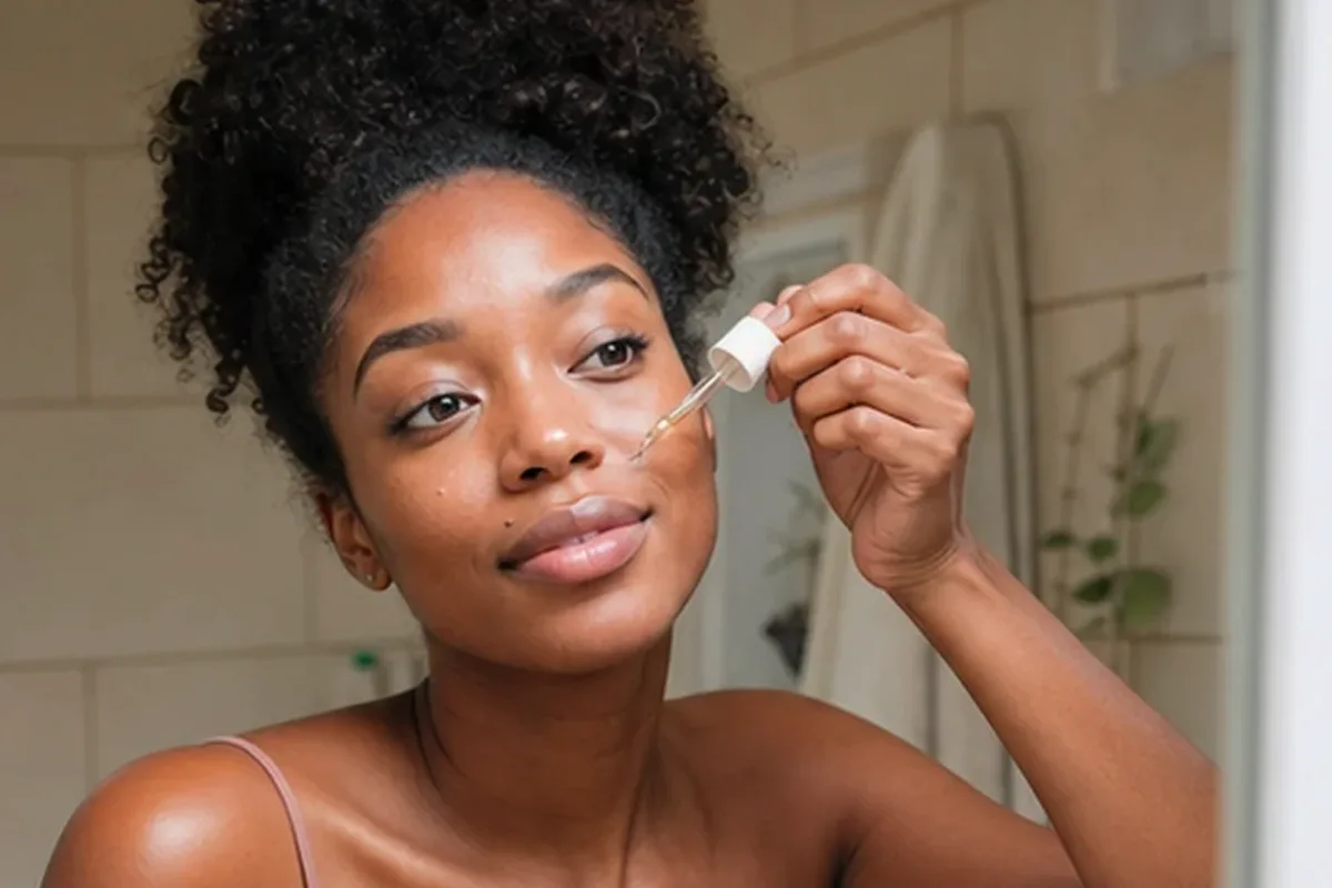 Hochwertige Beauty-Inszenierung zu Auswahlkriterien für Reinigungsöl bei Pigmentflecken