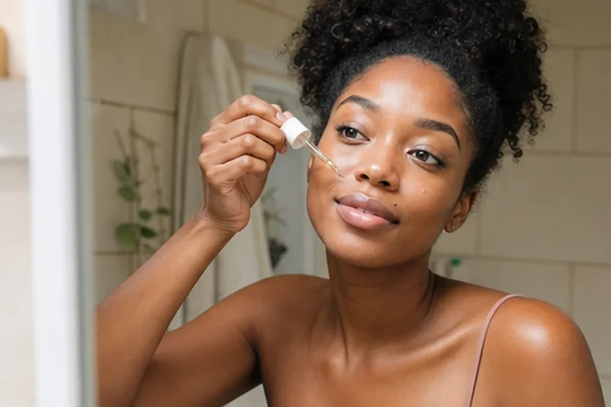 Redaktionelle Detailaufnahme zur Orientierung bei Anti-Aging-Routine für trockene Haut