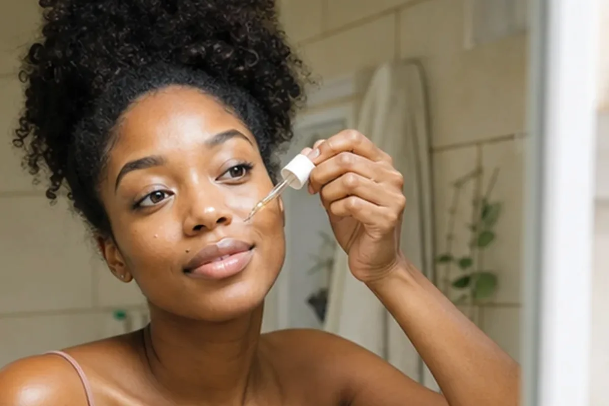 Authentischer Wohlfühlmoment passend zum Beauty-Thema Vitamin-C-Serum für unreine Haut