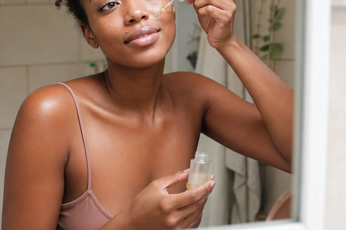 Hochwertige Beauty-Inszenierung zu Auswahlkriterien für Feuchtigkeitsserum für trockene Haut