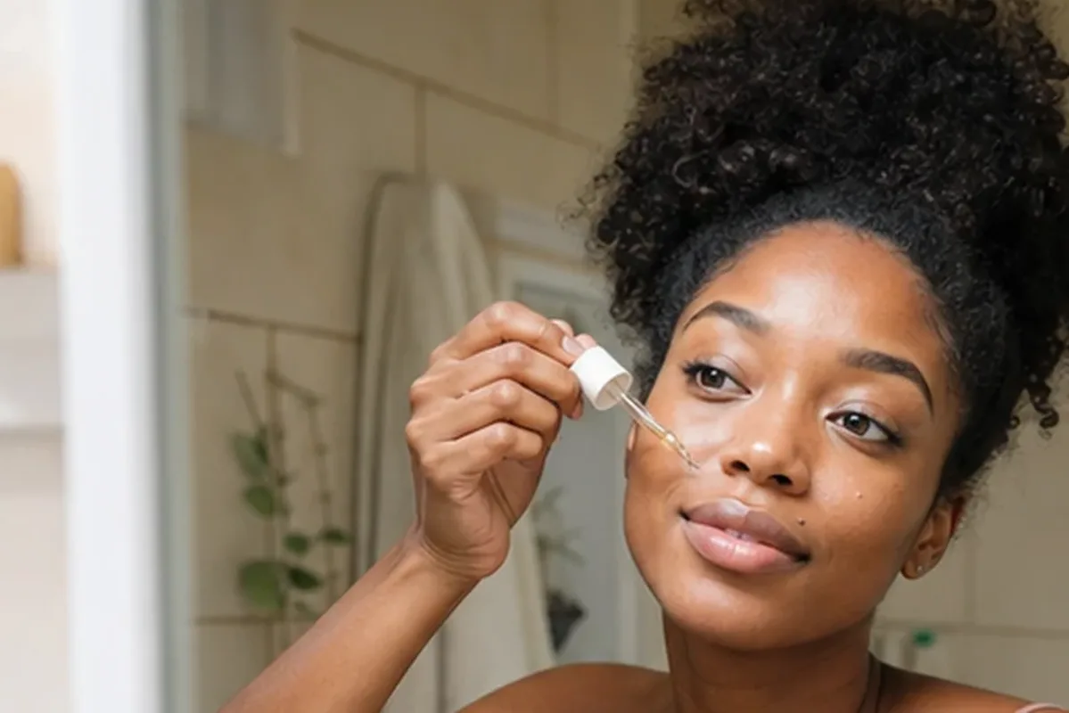 Redaktionelle Detailaufnahme zur Orientierung bei Retinol-Serum für trockene Haut