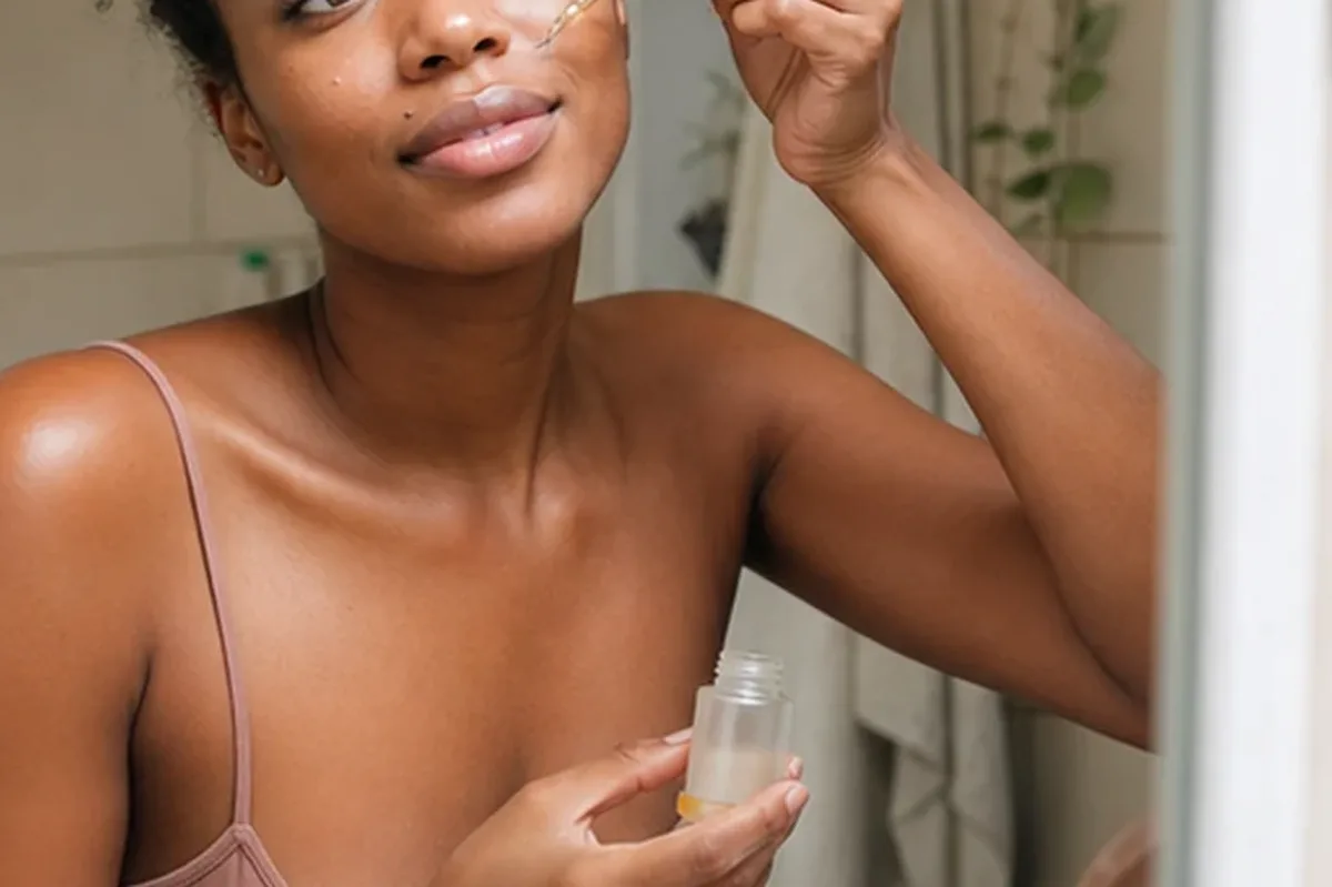 Authentischer Wohlfühlmoment passend zum Beauty-Thema Hyaluron-Serum für empfindliche Haut