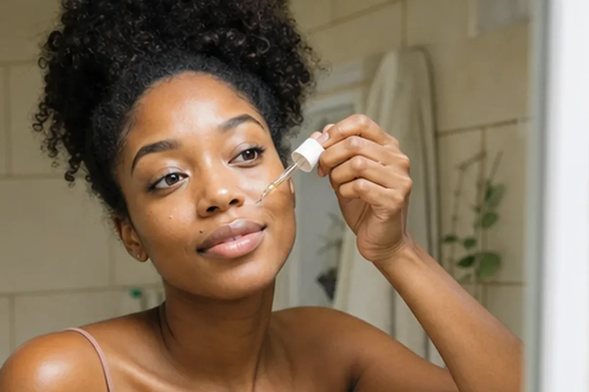 Authentischer Wohlfühlmoment passend zum Beauty-Thema Niacinamid-Serum für Mischhaut