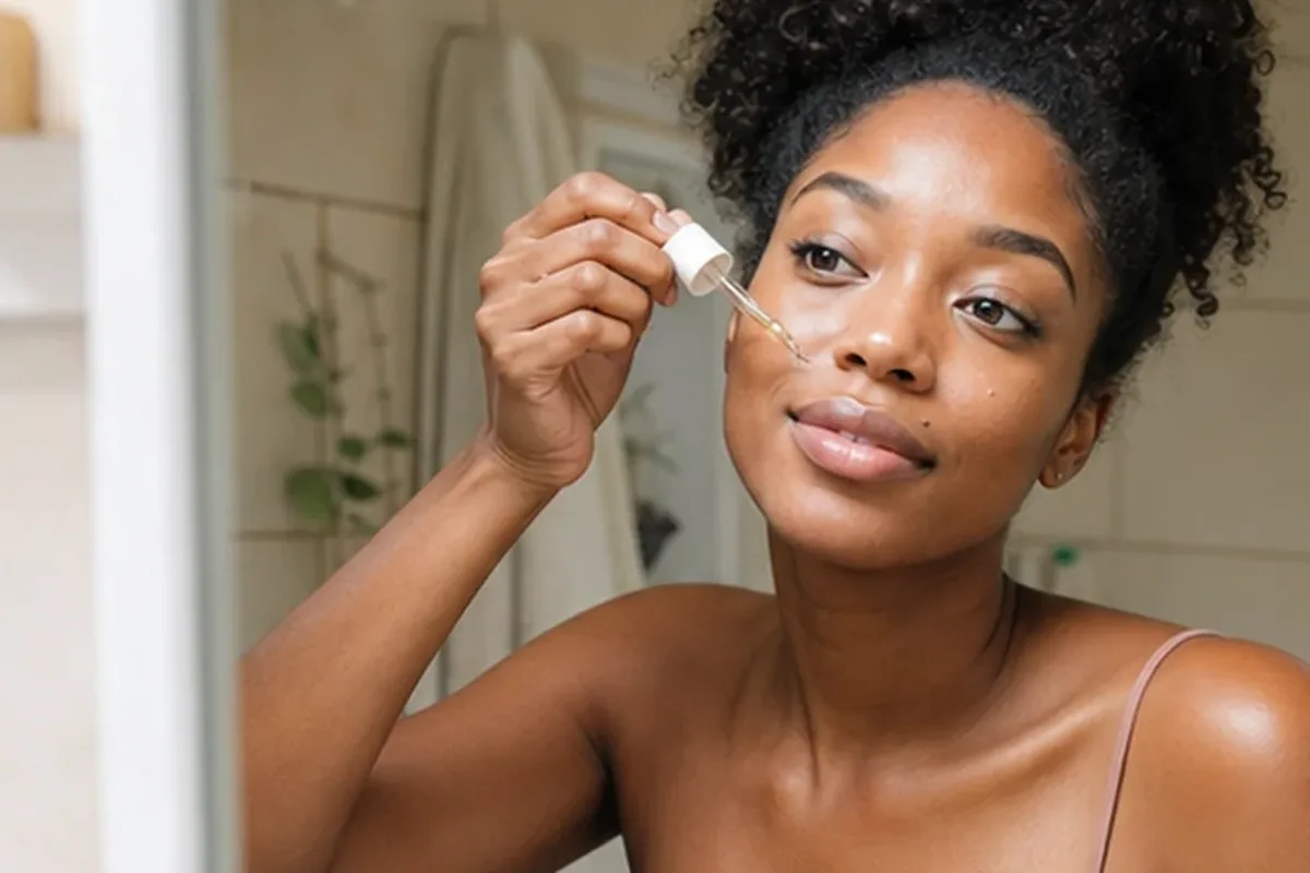 Authentische Beauty-Routine passend zum Thema Hyaluron-Serum für trockene Haut