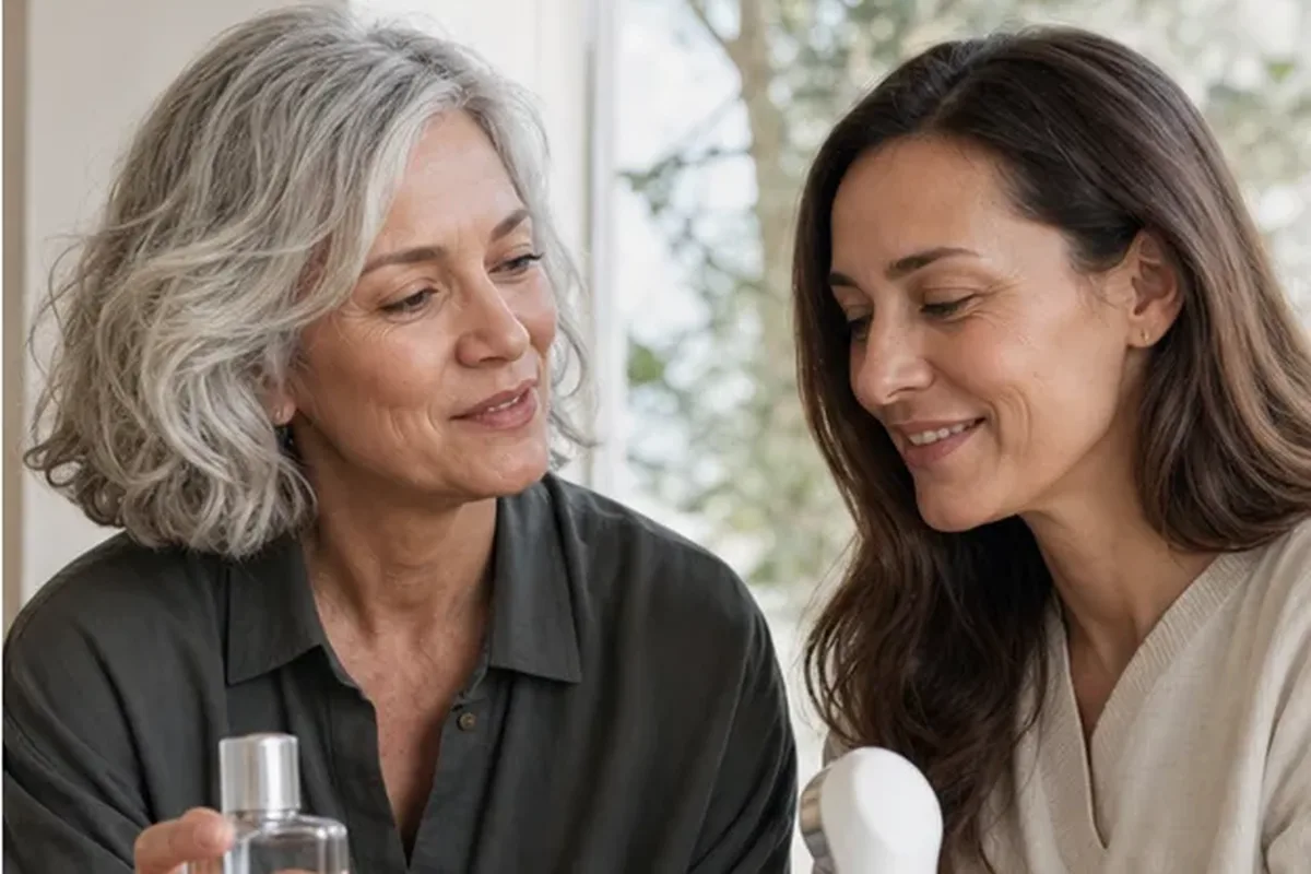 Authentischer Wohlfühlmoment passend zum Beauty-Thema Haarstyling