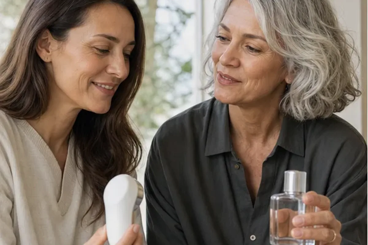 Hochwertige Beauty-Inszenierung zu Auswahlkriterien für Mikrostrom-Gerät bei wenig Zeit