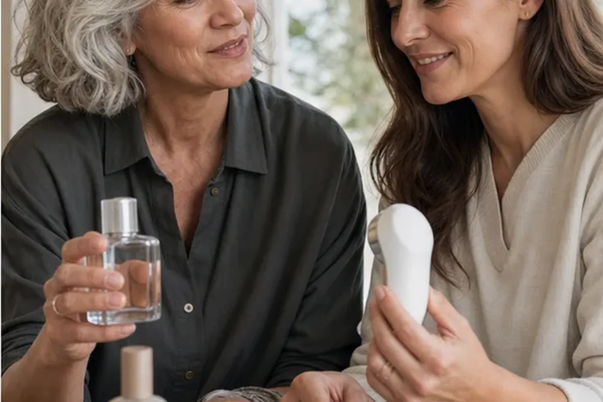 Authentischer Wohlfühlmoment passend zum Beauty-Thema Gesichtsreinigungsbürste für empfindliche Haut