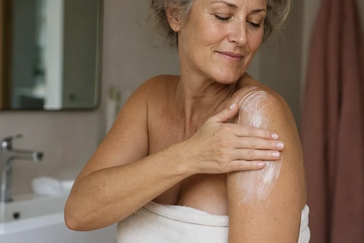 Authentischer Wohlfühlmoment passend zum Beauty-Thema Badezusatz für trockene Haut