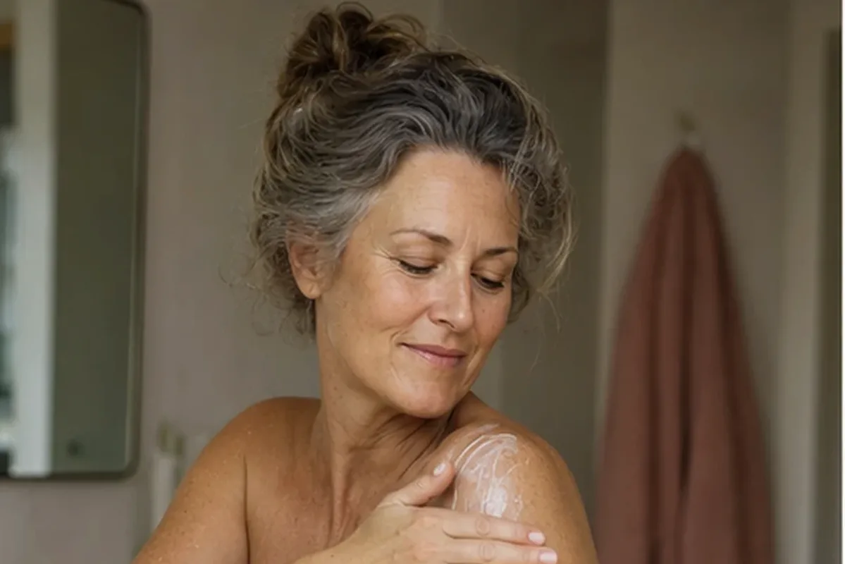 Emotionaler und authentischer Anwendungsmoment rund um After-Sun-Pflege bei Keratosis pilaris