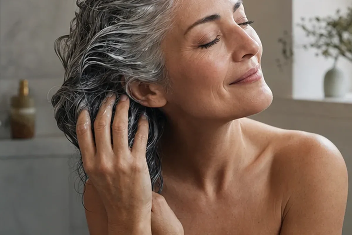 Emotionaler und authentischer Anwendungsmoment rund um Lockencreme für lockiges Haar