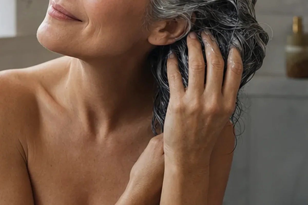 Authentischer Wohlfühlmoment passend zum Beauty-Thema Conditioner bei Haarbruch