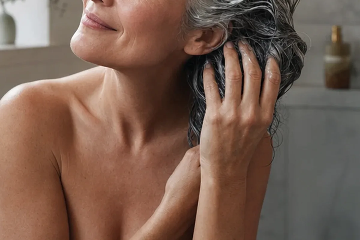 Authentischer Wohlfühlmoment passend zum Beauty-Thema Hitzeschutz bei Frizz