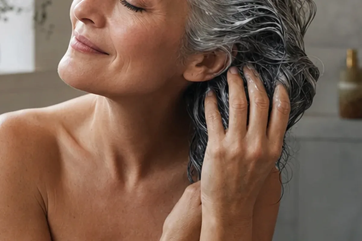 Authentische Beauty-Routine passend zum Thema Mildes Shampoo bei Frizz