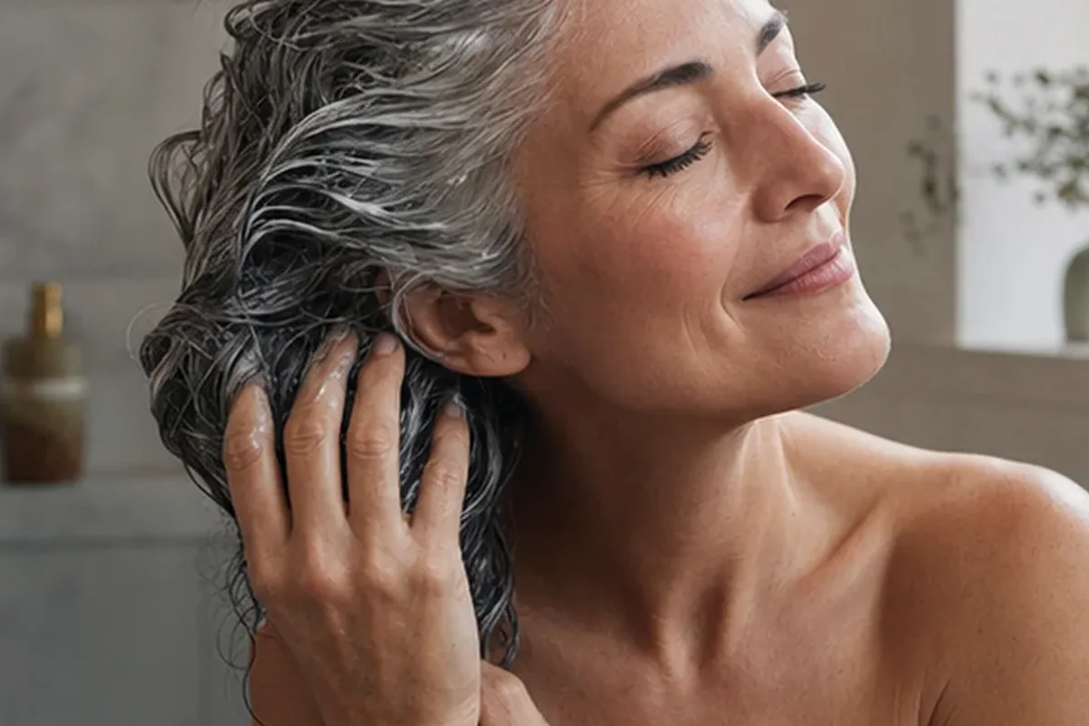 Authentischer Wohlfühlmoment passend zum Beauty-Thema Trockenshampoo für strapaziertes Haar